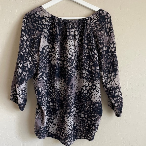 Rebecca Taylor Silk Blouse Animal Print Office Career Top Women’s Size Small - Picture 6 of 8
